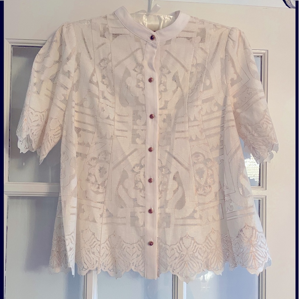 Anthropologie Cream Lace Blouse - Picture 7 of 11
